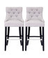 29" Linen Tufted Buttons Upholstered Wingback Bar Stool (Set of 2)