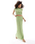 Фото #2 товара Vero Moda plisse cropped top co-ord in mid green