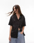 Фото #1 товара Topshop crinkle satin resort shirt in black