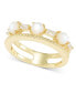 Фото #1 товара Gold-Tone Cubic Zirconia & Imitation Pearl Double-Row Ring, Created for Macy's
