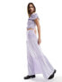 Фото #1 товара Glamorous shirred waist tierred maxi skirt in purple stripe co-ord