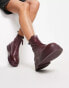 ASOS DESIGN Atlantis leather zip front boots in burgundy leather