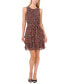 ფოტო #1 პროდუქტის Women's Pleated-Neck Sleeveless Belted Tiered Dress