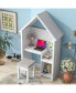 House-Shaped Desk With A Cushion Stool, White