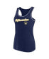 ფოტო #3 პროდუქტის Women's Navy Milwaukee Brewers Wordmark Logo Racerback Tank Top