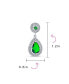 Фото #4 товара Fashion Green Simulated Emerald AAA CZ Halo Pear Shaped Teardrop Dangle Earrings For Women For Prom Rhodium Plated Brass