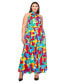 ფოტო #1 პროდუქტის Plus Size Arroyo Halter Neck Maxi Dress in Abstract Print