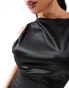 Фото #4 товара ASOS DESIGN co-ord boat neck stretch satin top with plunge sides in black