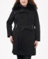 Фото #1 товара Women's Plus Size Belted Faux-Fur-Collar Coat