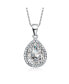 Фото #1 товара Sterling Silver White Gold Plated with Cubic Zirconia Drop Pendant