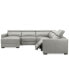 Фото #9 товара Nevio 124" 5-Pc. Leather Sectional with 1 Power Recliner, Headrests and Chaise, Created For Macy's