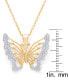 Фото #2 товара Macy's diamond Accent Butterfly Pendant 18" Necklace in Gold Plate