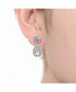 Sterling Silver with Rhodium Plated Clear Pear and Round Cubic Zirconia with Halo Drop Earrings