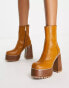 Фото #1 товара ASOS DESIGN Emotive high-heeled platform ankle boots in tan