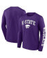 Фото #1 товара Men's Purple Kansas State Wildcats Distressed Arch Over Logo Long Sleeve T-shirt