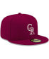 Фото #4 товара Men's Cardinal Colorado Rockies Logo White 59FIFTY Fitted Hat