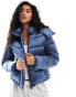 Calvin Klein Jeans Shiny Satin Puffer Jacket in China Blue