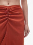 Topshop co-ord centre front ruched maxi skirt in rust