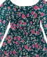 ფოტო #3 პროდუქტის Big Girls Long Sleeve Floral Printed Mesh with Tiered Skirt Dress