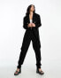 Something New X Emma Fridsell tailored hotfix logo back blazer co-ord in black