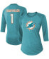 Фото #1 товара Women's Tua Tagovailoa Aqua Miami Dolphins Player Name Number Raglan 3/4 Sleeve Tri-Blend T-shirt