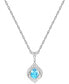 Lab-Grown Blue Sapphire (3/4 ct. t.w.) & Lab-Grown White Sapphire (1/3 ct. t.w.) Framed 18" Pendant Necklace in Sterling Silver (Also in Additional Gemstones)