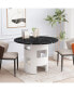 Фото #2 товара Modern Round Dining Table with Marble Top, Black/White
