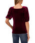 Women's Square Neck Short Puff Sleeve Velvet Top