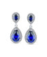 ფოტო #2 პროდუქტის Blue Simulated Sapphire Pave CZ Halo Teardrop Pear Shape Dangle Drop Statement Earrings For Women Prom Silver Plated