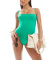 ASOS DESIGN square neck swimsuit in emerald green