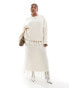 4th & Reckless Plus wool mix tassel edge knitted maxi skirt co-ord in cream