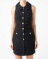 Women's Collared Tweed Sleeveless Mini Dress