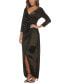 Фото #3 товара Women's Velvet 3/4-Sleeve Wrap Gown