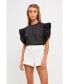 ფოტო #2 პროდუქტის Women's Ruffle Sleeve Poplin Top