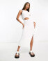 Фото #1 товара ASOS DESIGN knitted midi dress with cut out detail in white