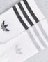 adidas Originals 2 pack glitter mid cut socks in white/silver