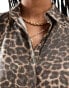 ASOS DESIGN spliced detail poplin volume shoulder shirt in animal print