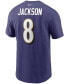 Фото #2 товара Men's Lamar Jackson Purple Baltimore Ravens Name and Number T-shirt