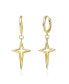 Фото #1 товара 14k Yellow Gold Plated Star Dangle Earrings