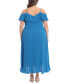 Фото #2 товара Plus Size Ruffled Cold-Shoulder Maxi Dress