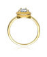 RA 14k Yellow Gold Plated with Pear Cubic Zirconia Yellow Enamel Promise Stacking Ring