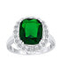 ფოტო #2 პროდუქტის Fashion Rectangle Large Solitaire AAA CZ Pave Simulated Green Emerald Cut Art Deco Style 10CT Cocktail Statement Ring For Women