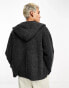 Weekday Logan oversized zip through cardigan with hood in dark grey