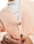 Фото #4 товара ASOS DESIGN knitted fisherman rib cardigan in light pink