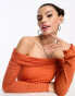 Фото #4 товара COLLUSION textured bardot maxi dress in orange