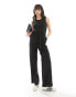 Фото #1 товара ONLY sleeveless belted linen mix jumpsuit in black