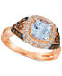 Sea Blue Aquamarine (1-1/4 ct. t.w.) & Diamond (3/4 ct. t.w.) Halo Ring in 14k Rose Gold