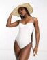 South Beach wide brim hat with bride embroidery in cream