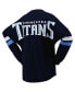 Women's Navy Tennessee Titans Spirit Jersey Lace-Up V-Neck Long Sleeve T-shirt