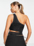 Фото #2 товара ASOS DSIGN one shoulder hot fix cut out crop top in black